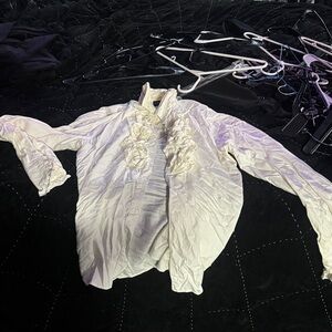 Elegant White Ruffled Button Up